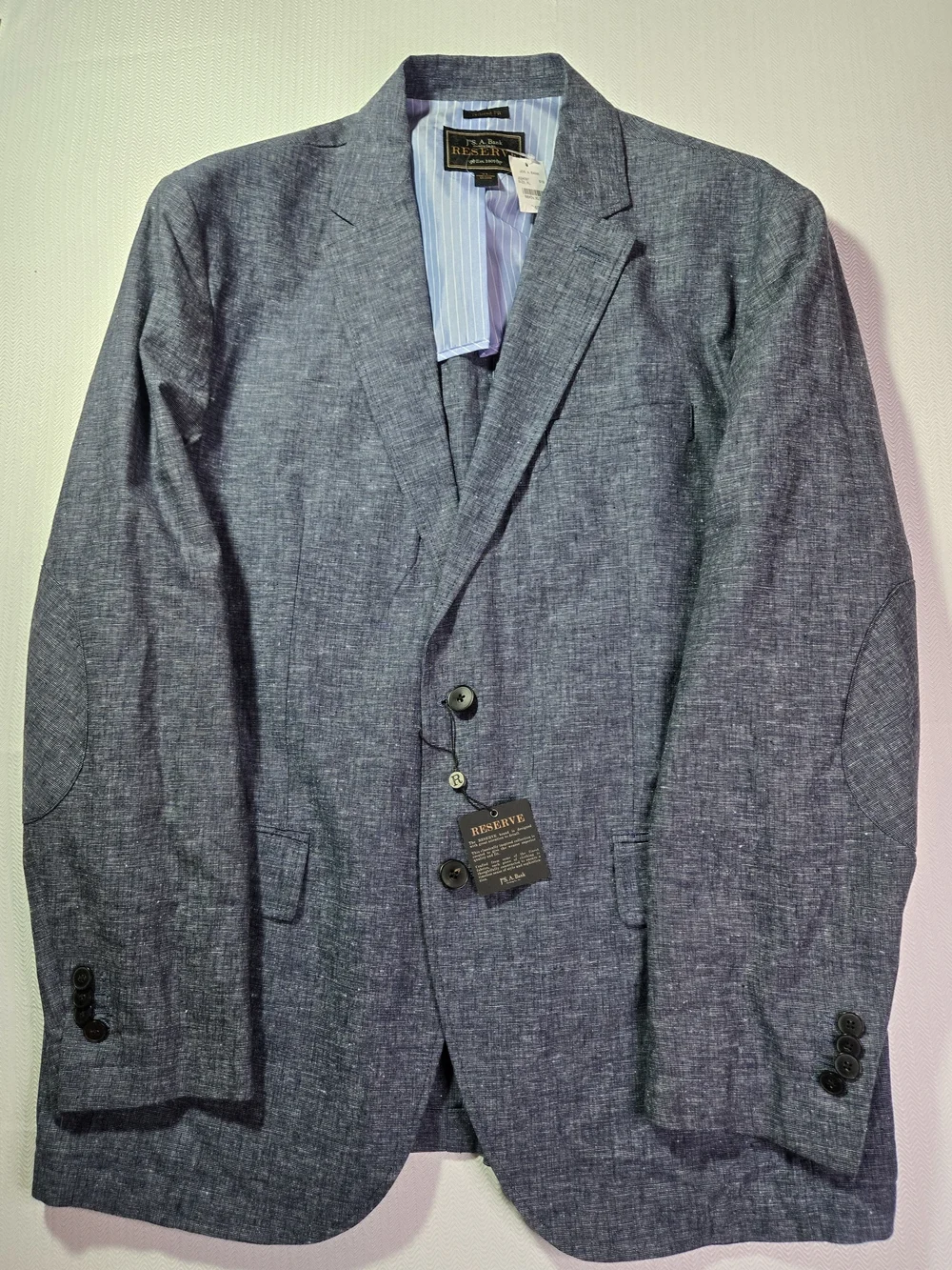 Jos A Bank RESERVE Men's Blue Sport Coat UNSTRUCTURED Jacket LINEN Blazer XL NWT